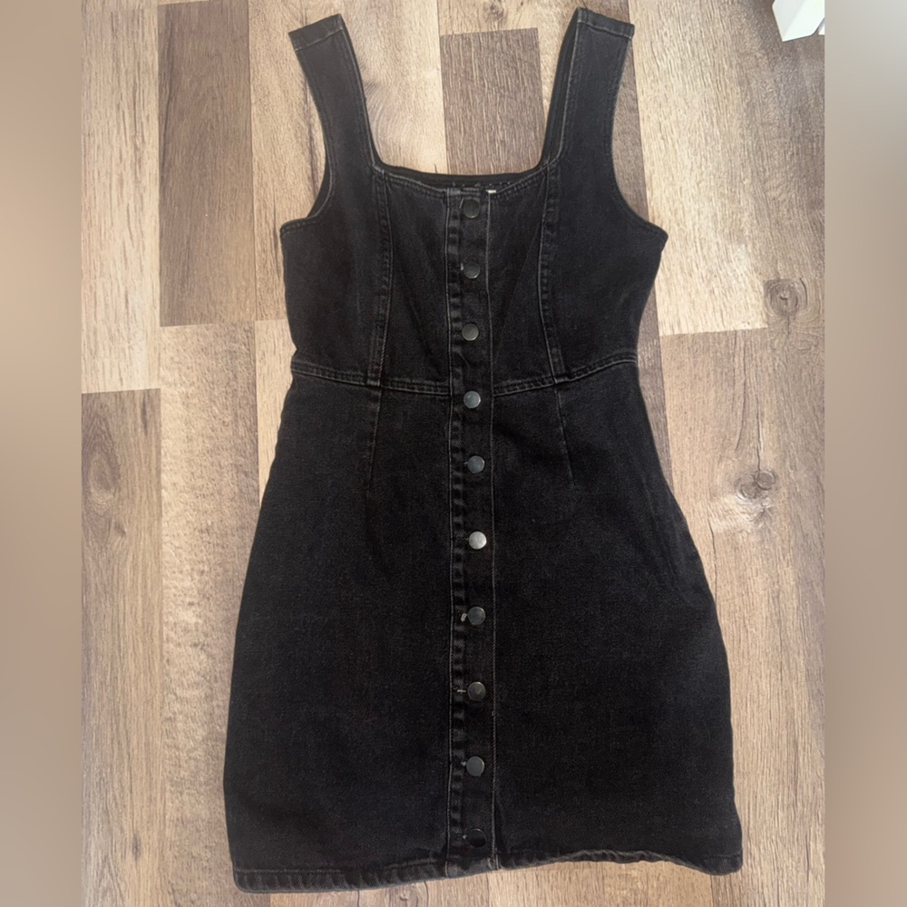 Urban Outfitters Black Denim Overalls with Flared Hem